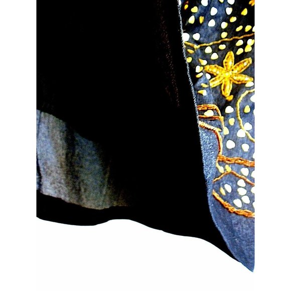 Black Denim Jean A-line Skirt Gold Sequined Embroidered Size S - New - Picture 5 of 7